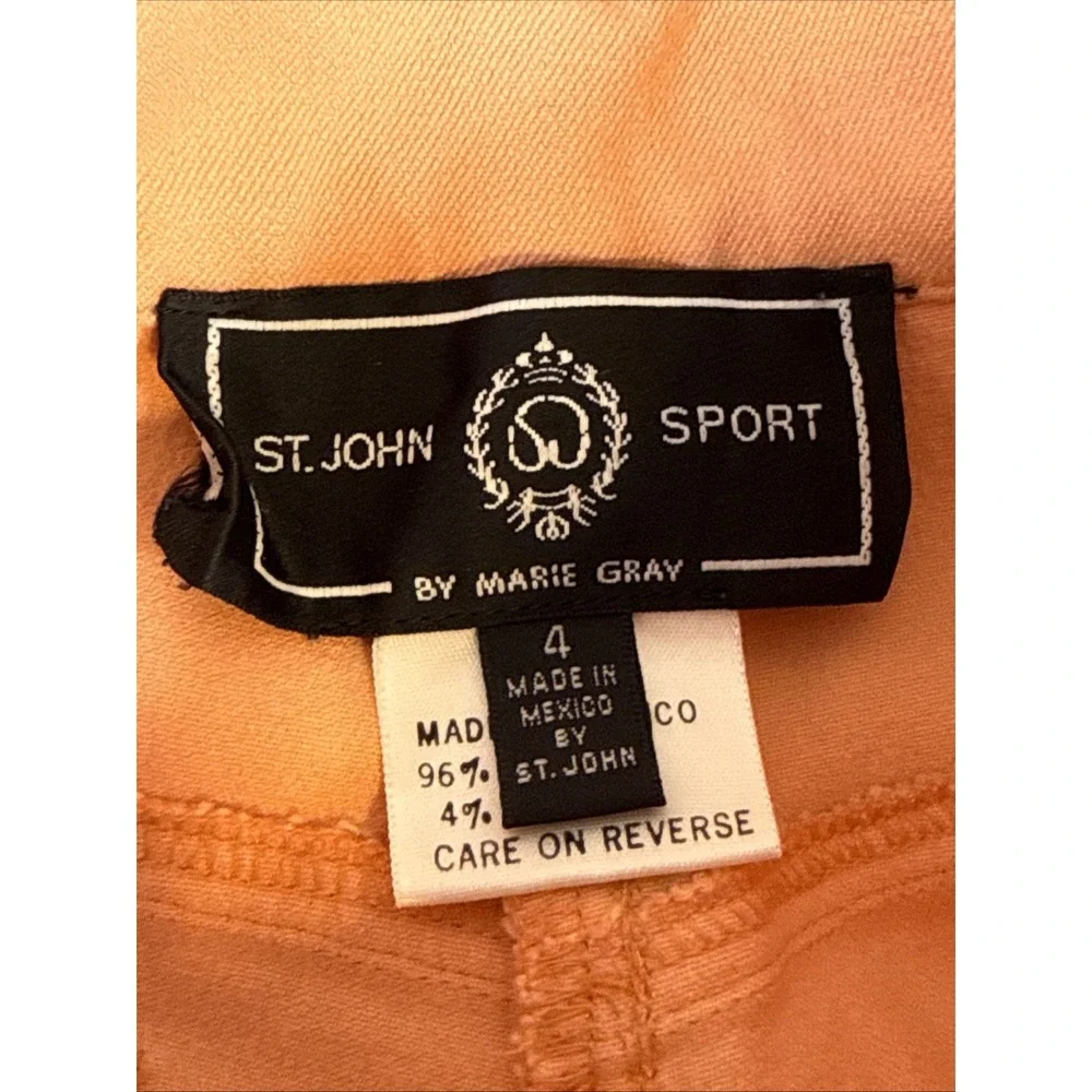 St John Sport Marie Gray Pants Womens Size 4 Light Orange‎ Straight Stretch